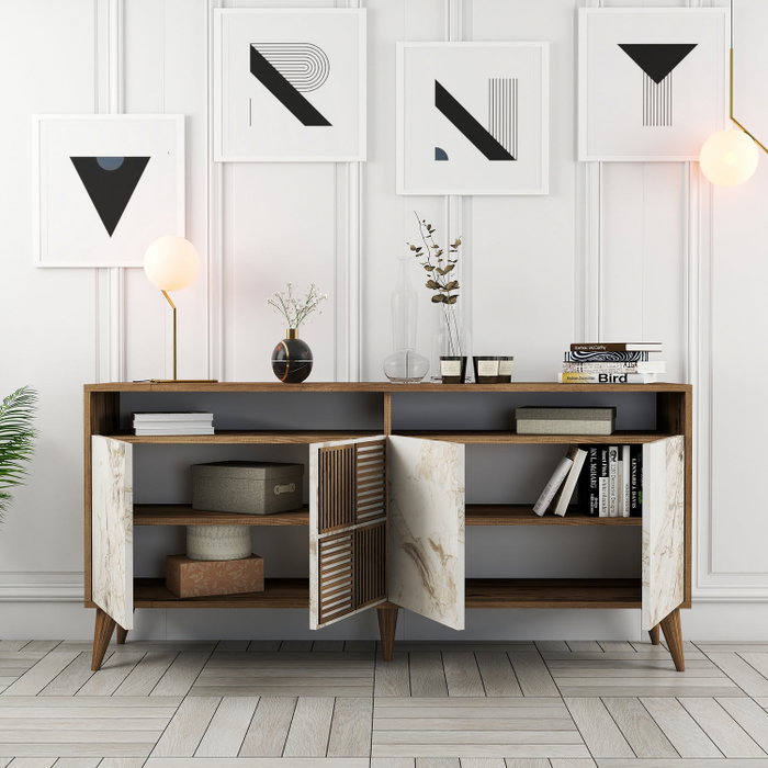 Hanah Home Milan 160 - Nogal y mármol blanco